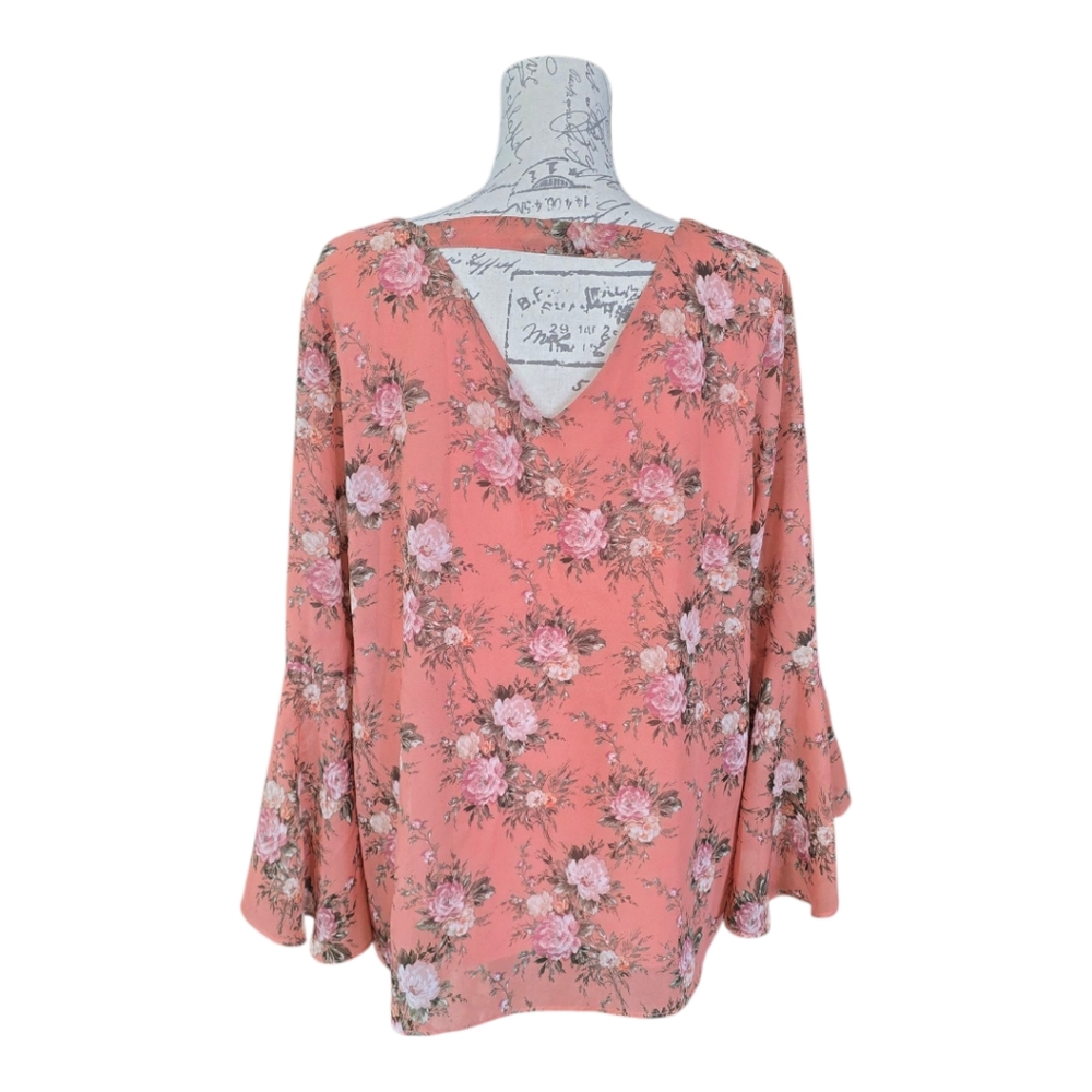 Zac & Rachel Floral Blouse in Peach and Pink - Picture 6 of 10